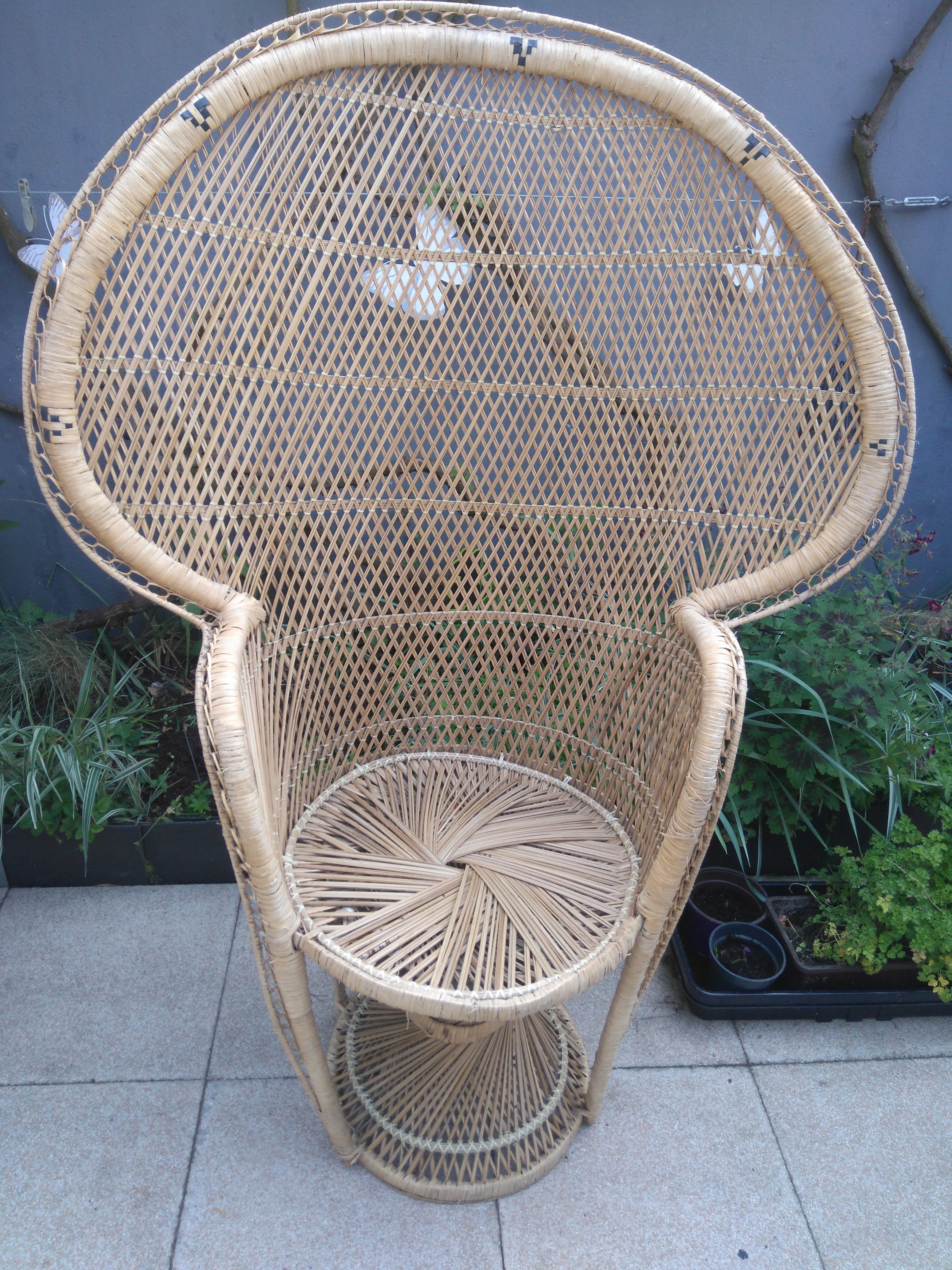 Pair of Emmanuelle rattan armchairs