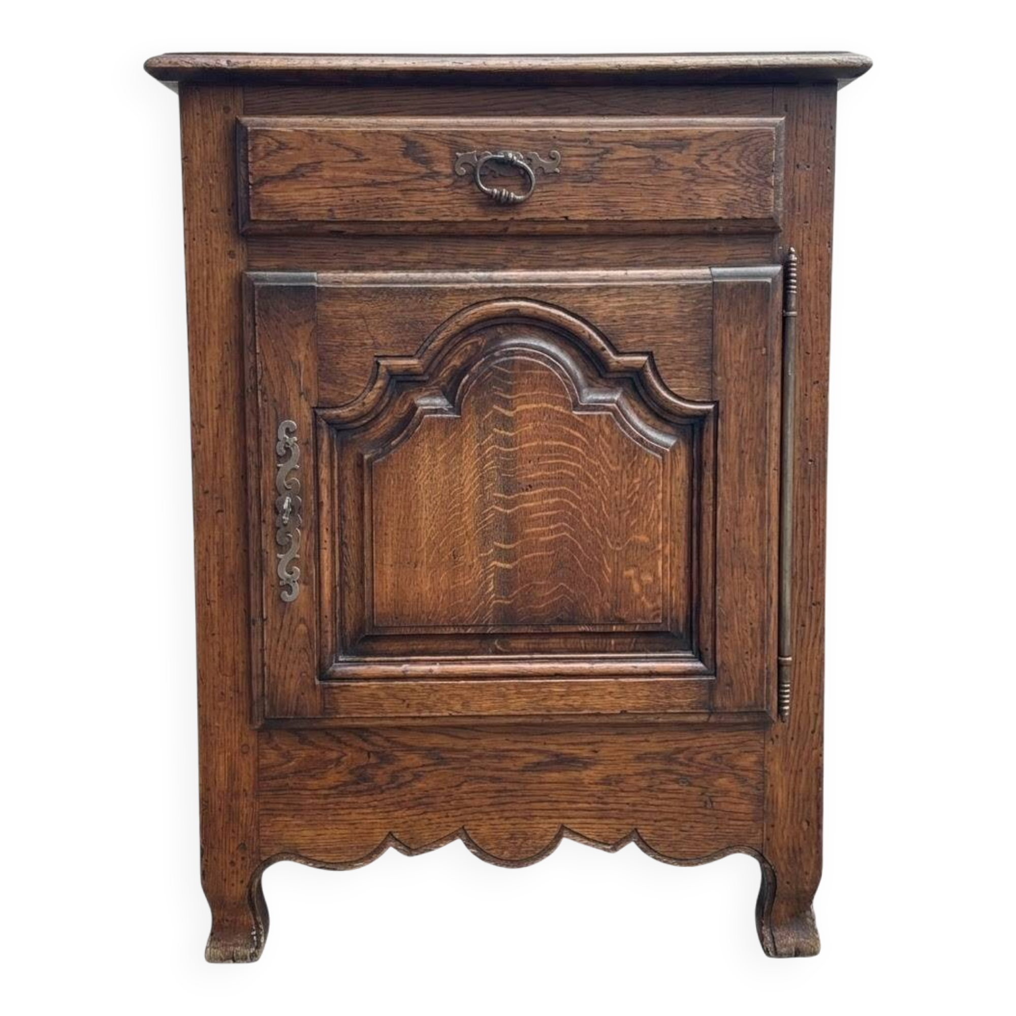 Small cupboard, jam cabinet with one door and one drawer, rustic, oak, solid wood.