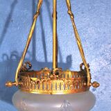 Bronze & glass pendant chandelier 1900s