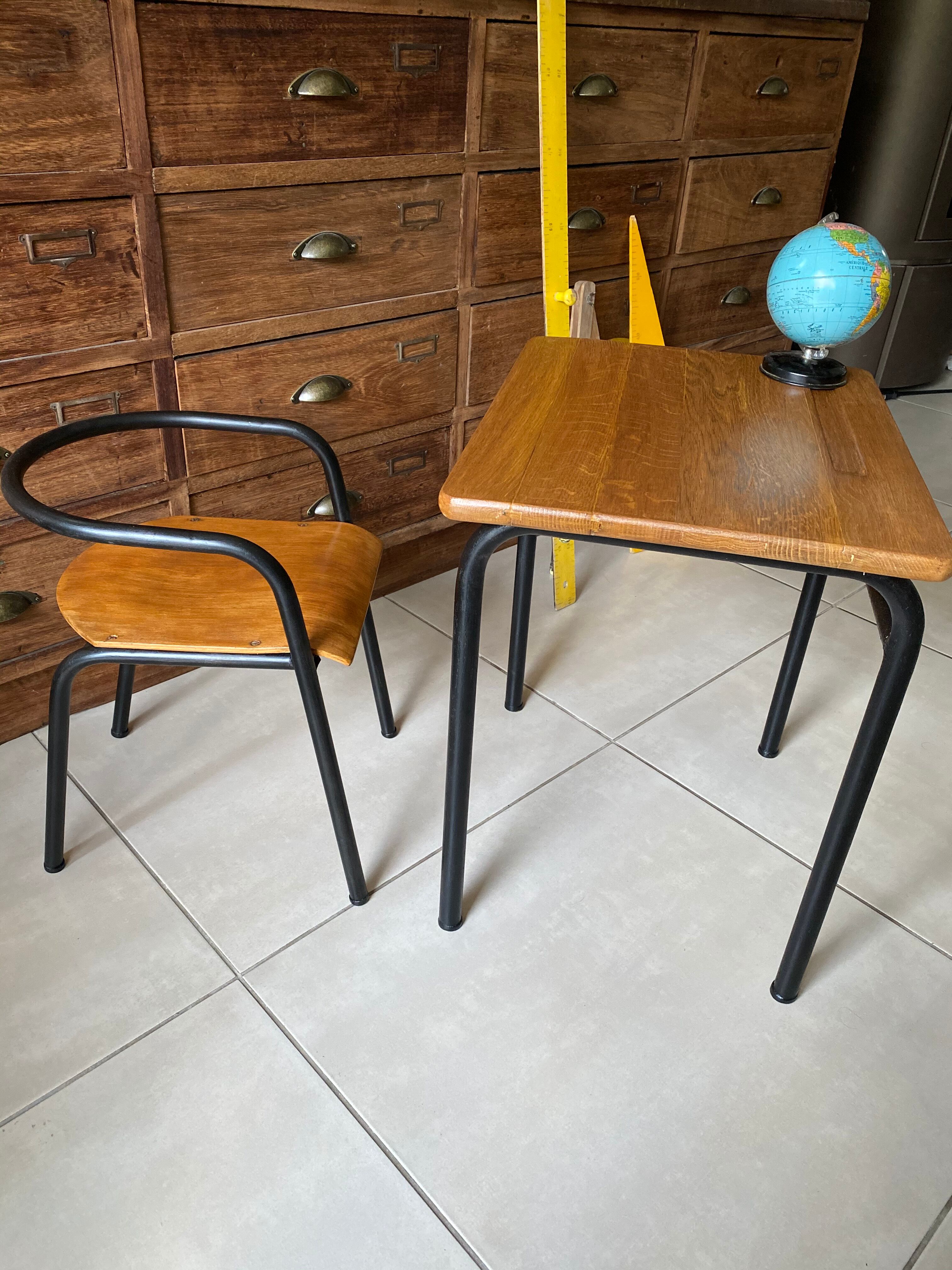 J. Hitier school desk and chair set