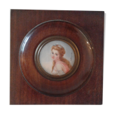 Portrait miniature quality lady in rose dress