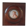 Portrait miniature quality lady in rose dress