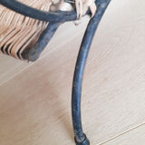 Magazine table, vintage pedestal table, side table, rattan