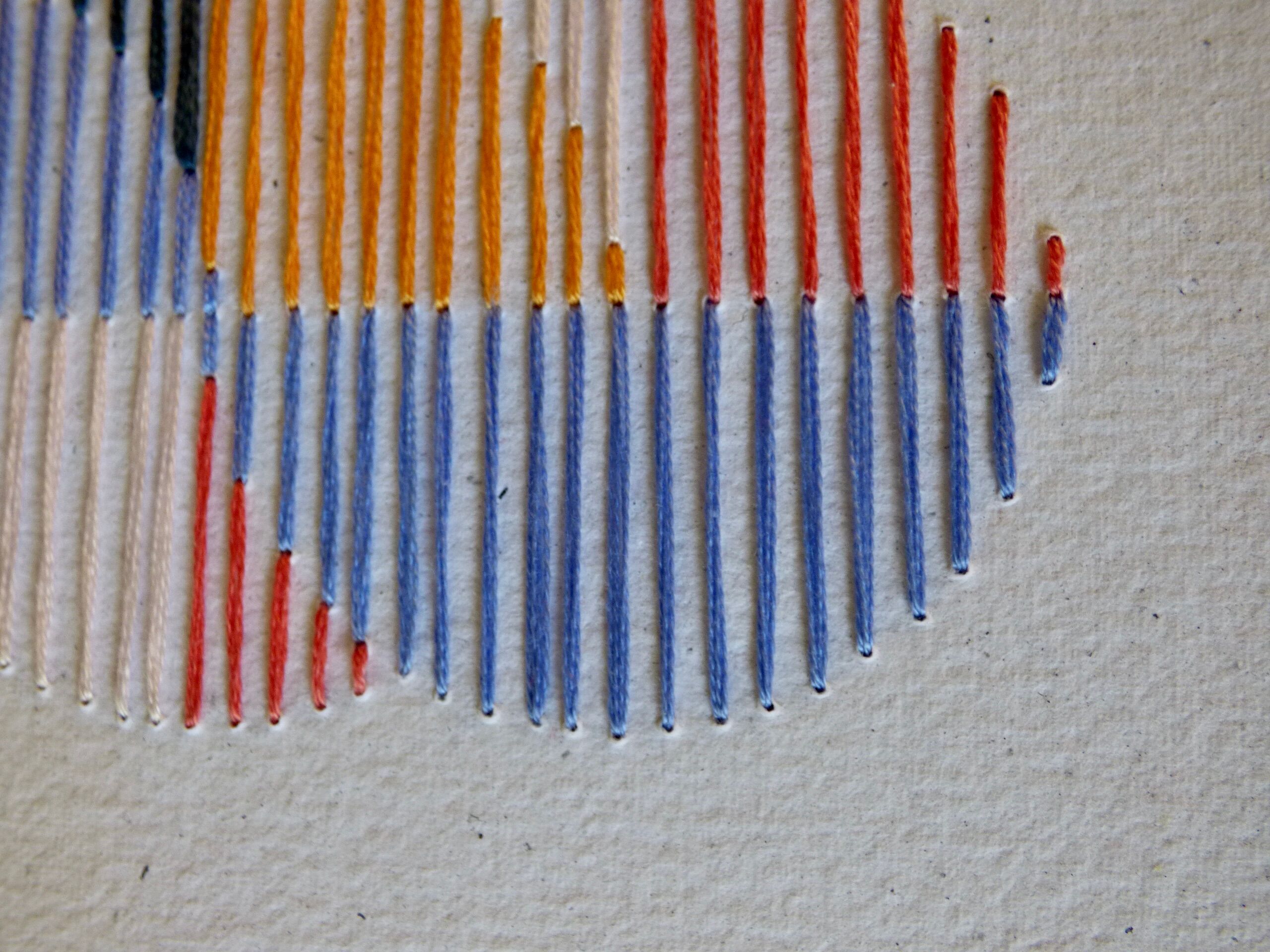 Embroidery on rag paper