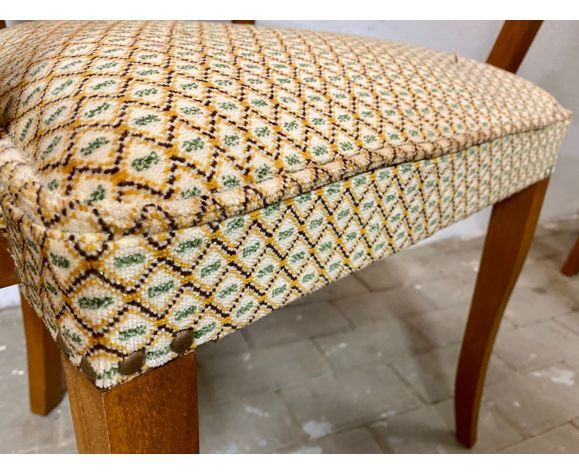 Pair of bridge armchairs in solid wood and velvet circa 1950