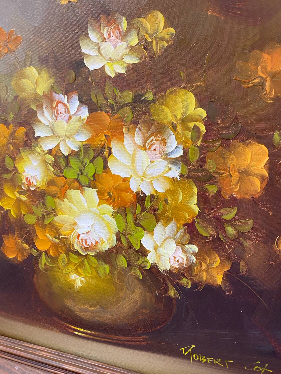 Oil on canvas bouquet flower Robert Cox