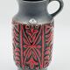 Vase West Germany, ceramic relief, red, 1970s.