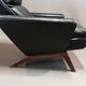Rosewood armchair and black leather scandinavian 1950