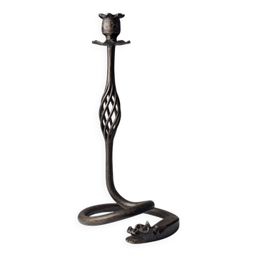 Wrought iron candelabra with dragon head, Samuel Yellin style, 20th century