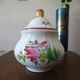 KG LUNÉVILLE "Street Lamp" Sugar bowl earthenware with flower decoration, apple fretel.