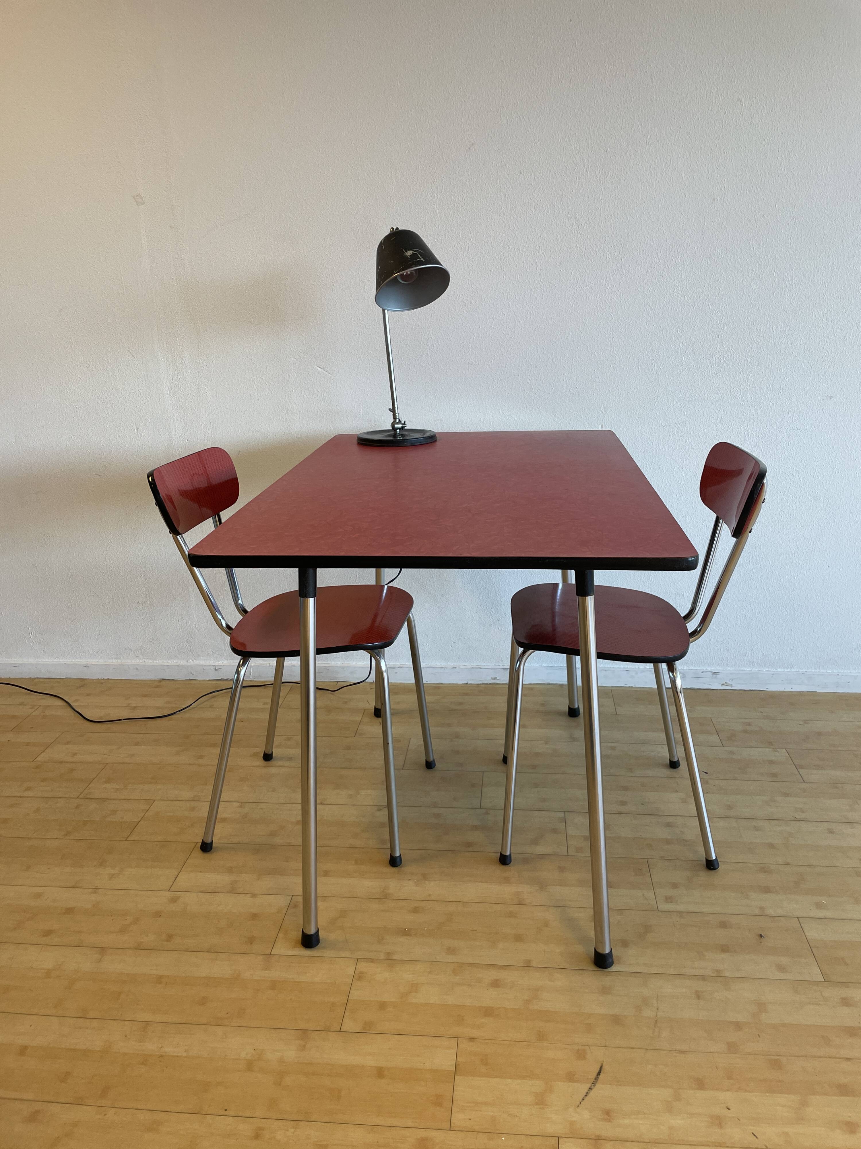 Red formica table