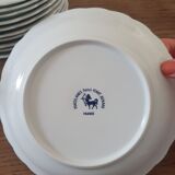 Set of 11 hollow plates blue porcelain Patrick Viant Bénard