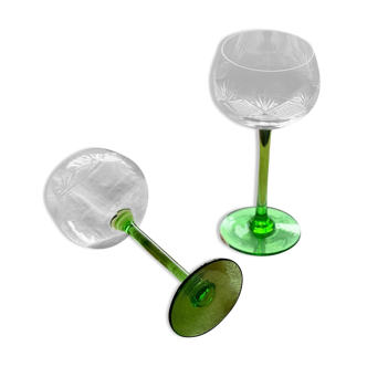 Verres alsaciens en verre fin ciselés