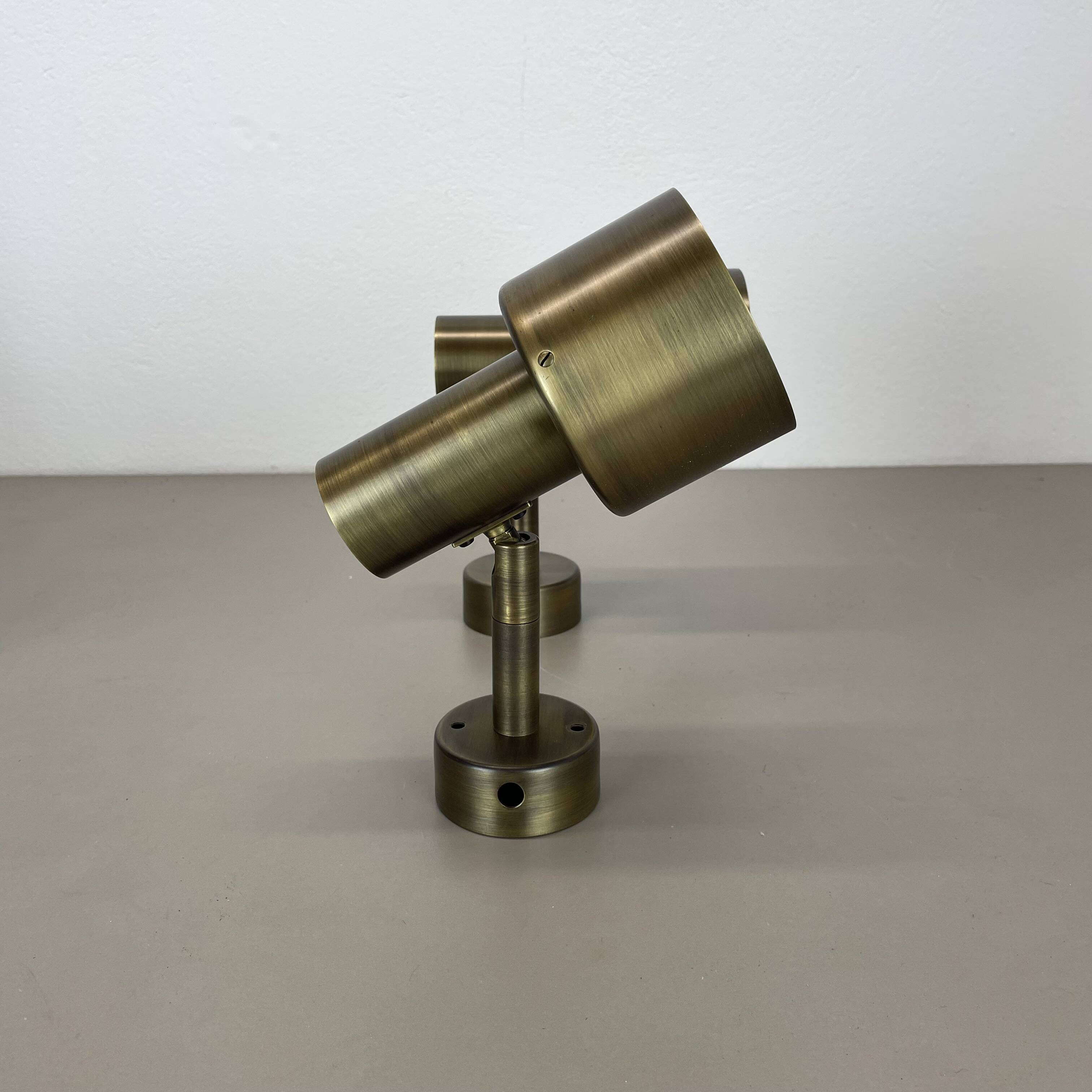 2 of 4 minimalist solid Brass "tube" SPOT Ceiling wall Lights, Italy 1970s