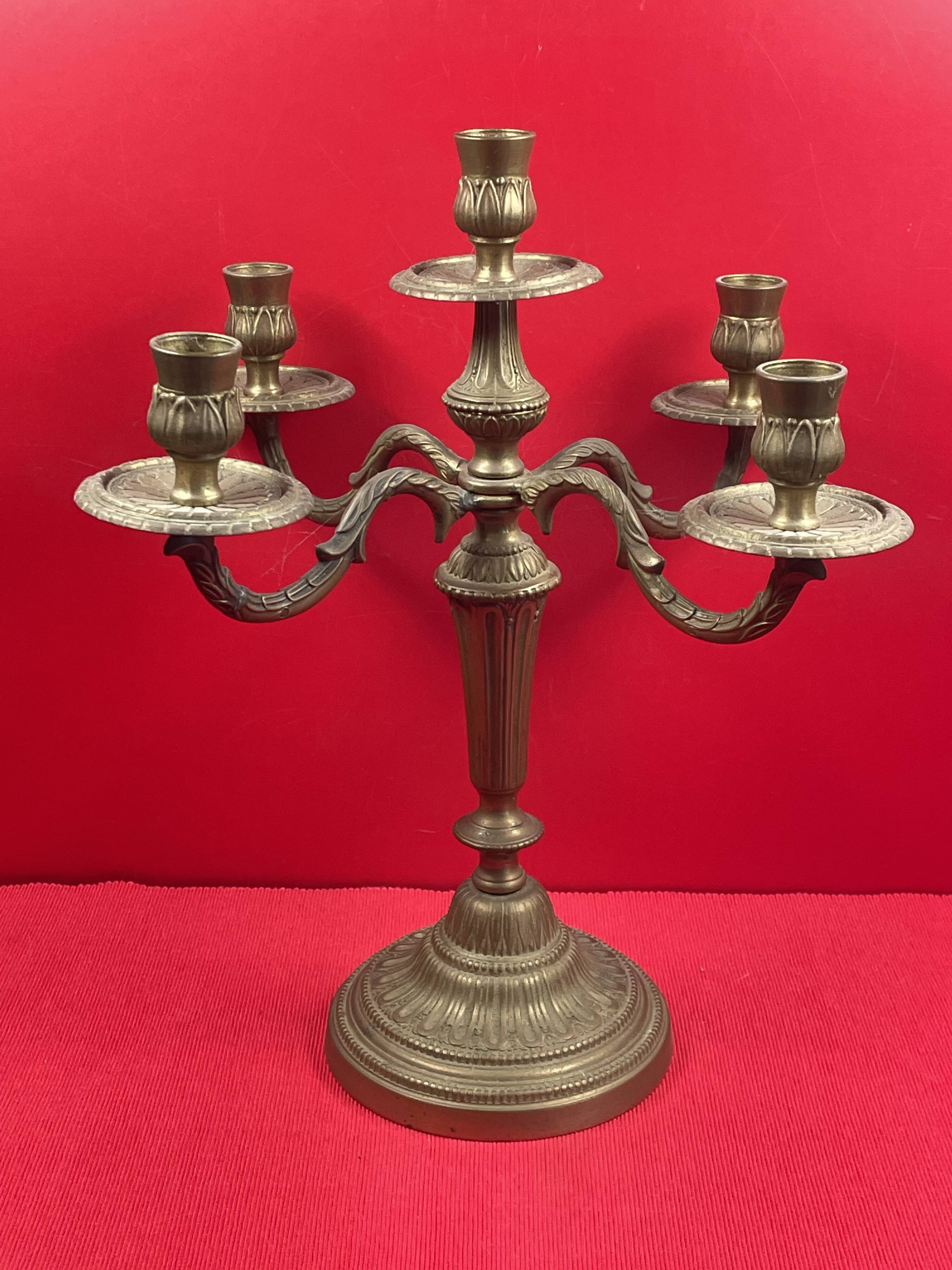 Candelabra, candle holder for 5 candles, 4 branches, Louis XVI style - 35 cm