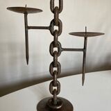 Raw beaten iron candlestick 1970