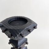 Medieval Studded Wooden Candle Holder on Stand