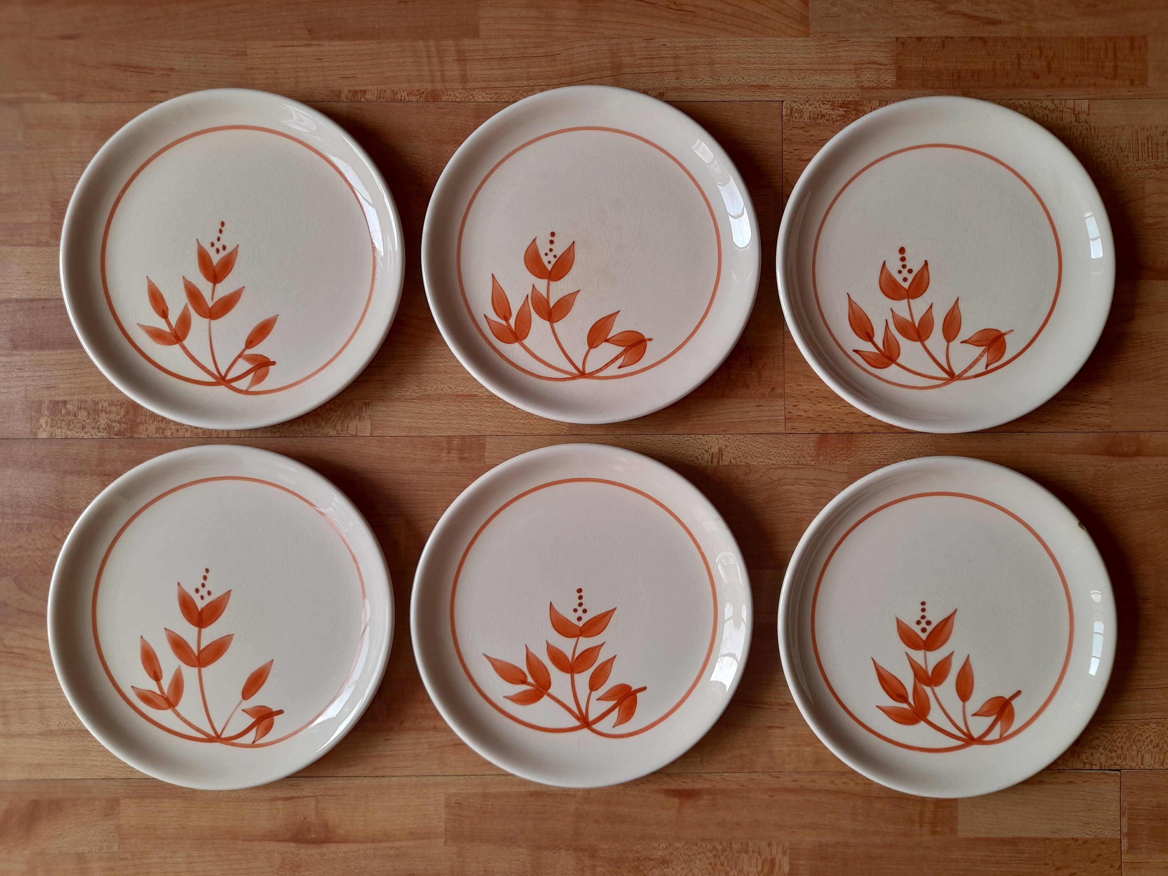LOT DE SIX Assiettes Plates Fleurs Orange Bavaria Schumann Arzberg EUR