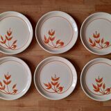 Set of 6 old orange flower dessert plates - Longchamp
