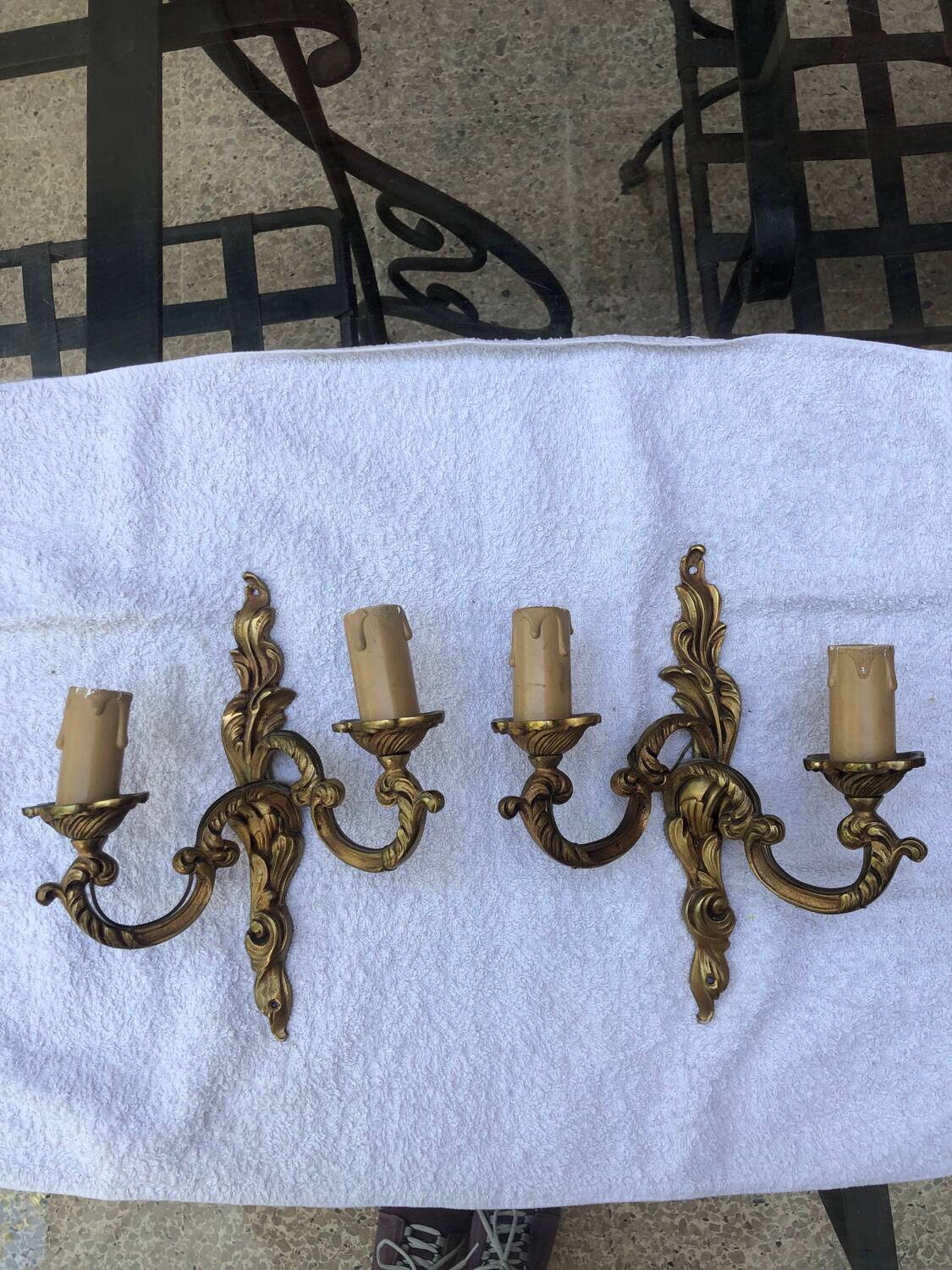 Pair of Louis XV style bronze sconces