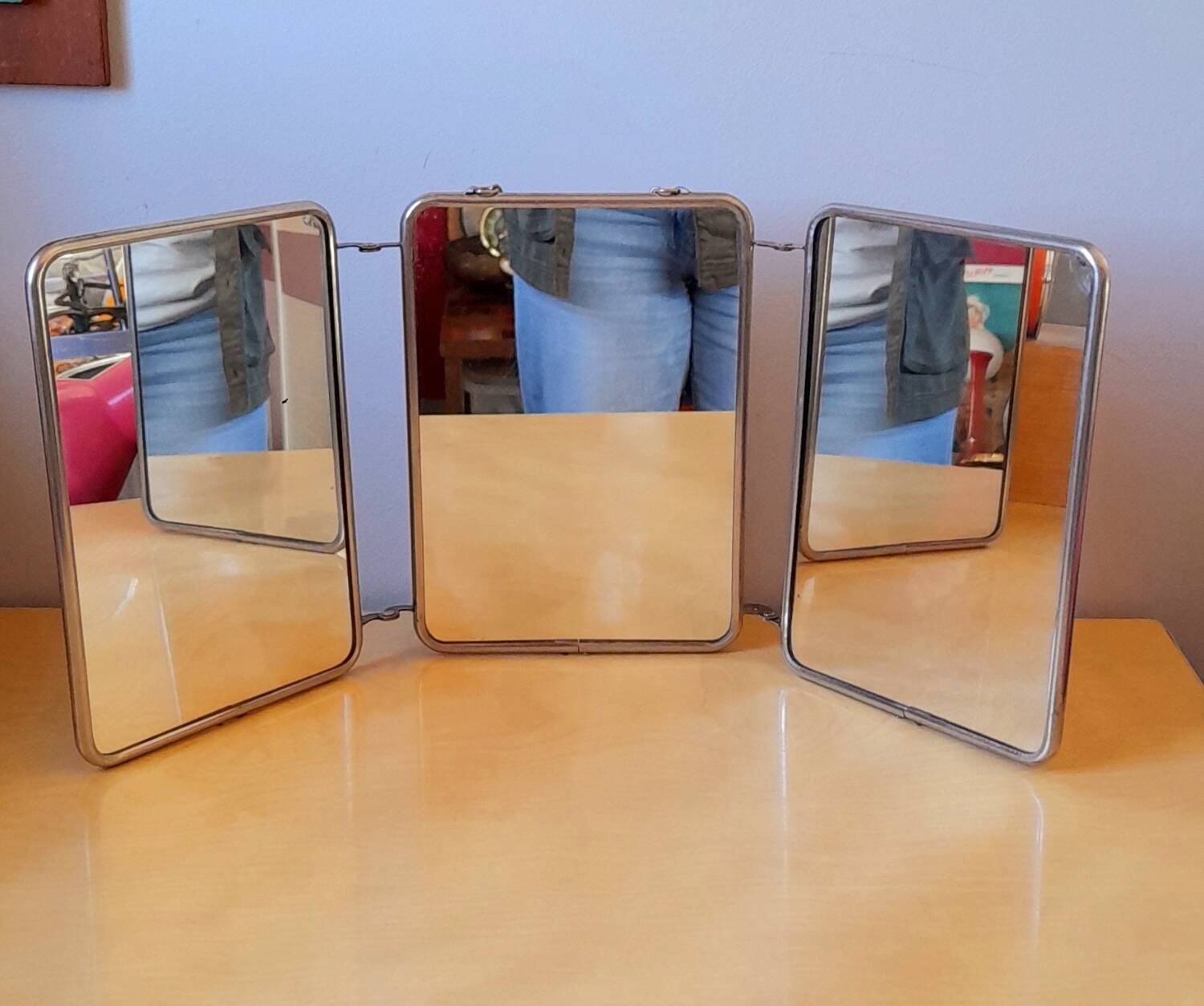 Triptych barber mirror