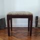Footrest, vintage stool in solid oak with floral upholstery.