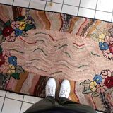 Handmade american hooked antique rug 100cm x 174cm 1880s