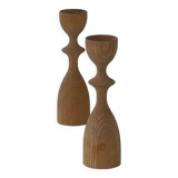 Pair of vintage wooden candlesticks