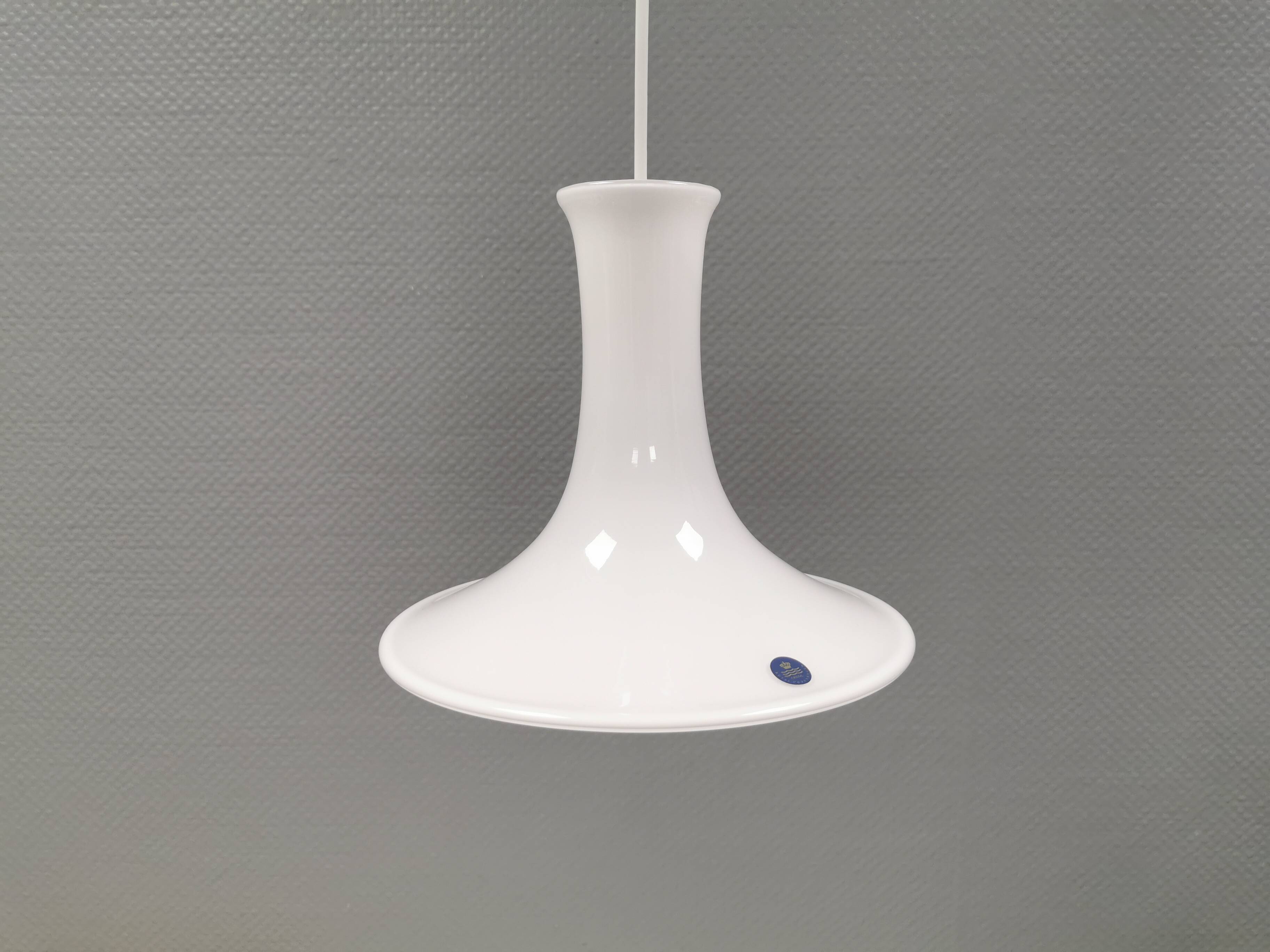 Mandarin hanging lamp made in opal white hand-crafted and mouth-blown glass