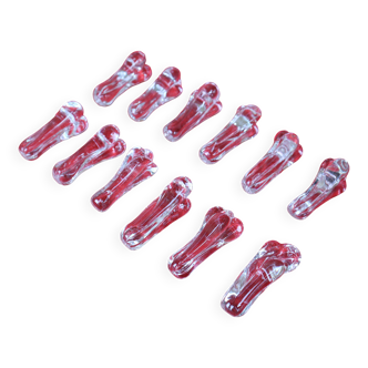 Set of 12 Art Deco crystal knife holders by Christian Eldé