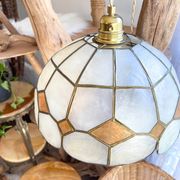 Vintage mother-of-pearl and vintage brass pendant light 1970