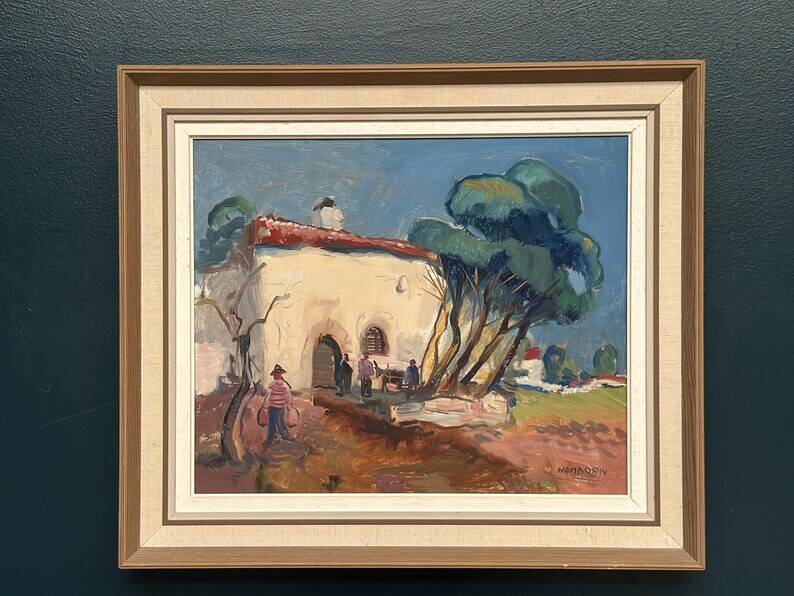 Original Swedish Oil on Canvas – “Mediterranean Scene” by Axel Hamborn – Signed – Vintage & Framed