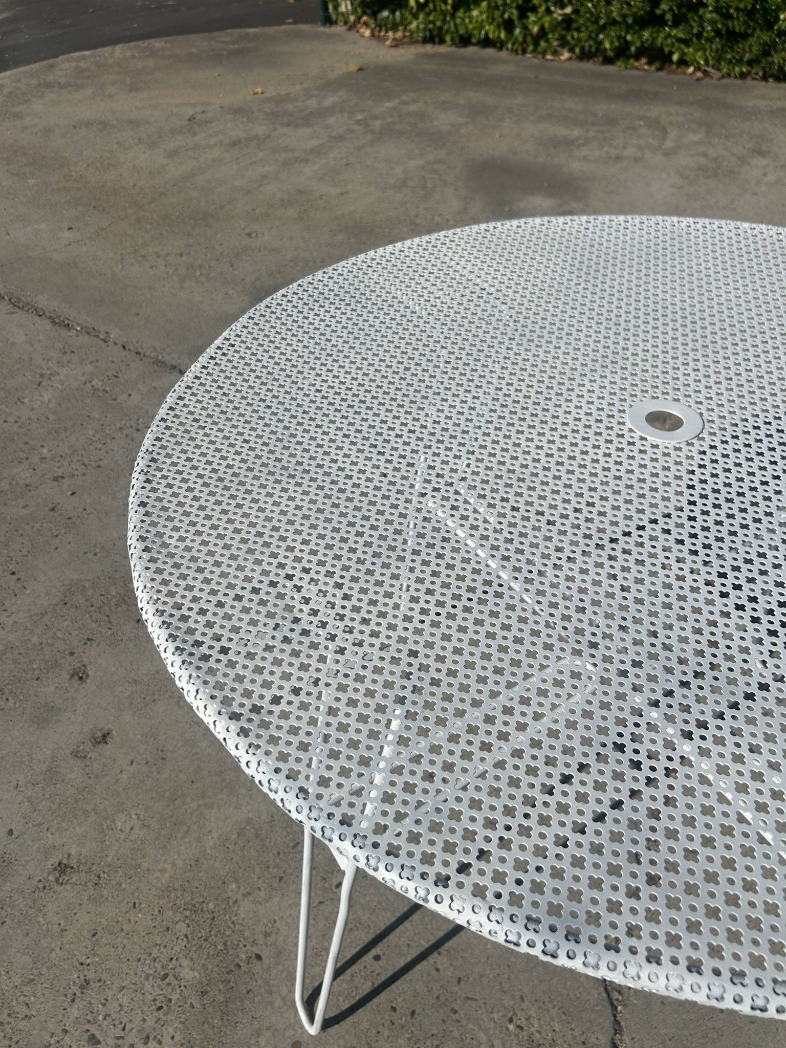 Garden table attributed to Mathieu Mategot from the 1950s.