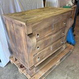 Old raw wood chest of drawers