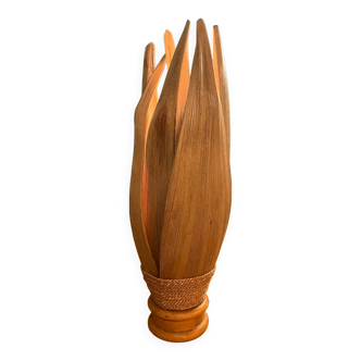 Banana leaf wooden table lamp