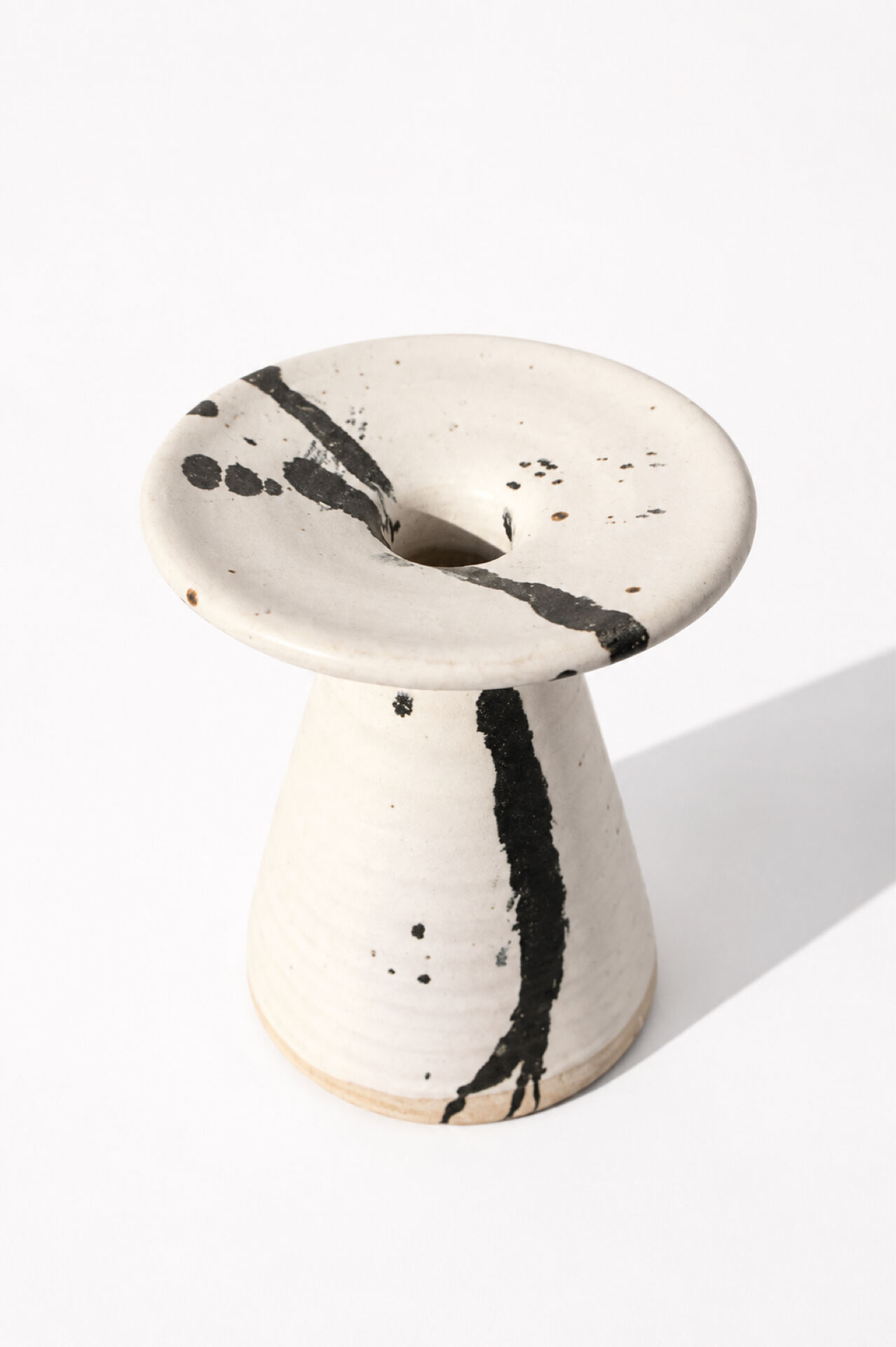 Karsten Nielsen KN Denmark Rare Postmodern Splatter Ceramic Candlestic