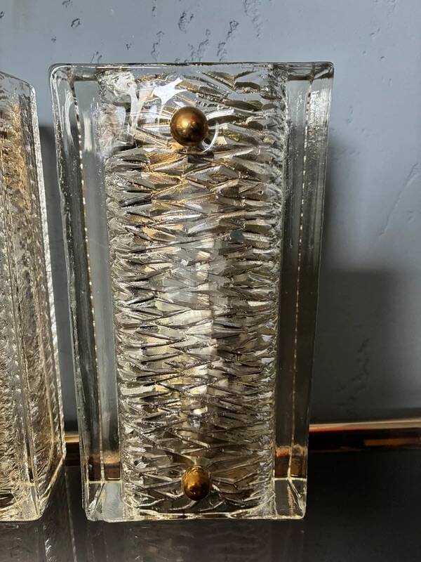 Pukeberg Wall Lamps – Pair Scandinavian Glass Sconces 1960s