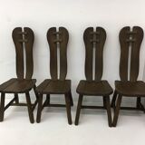 Set of 4 Belgian Brutalist Dining Chairs from De Puydt, 1970’s