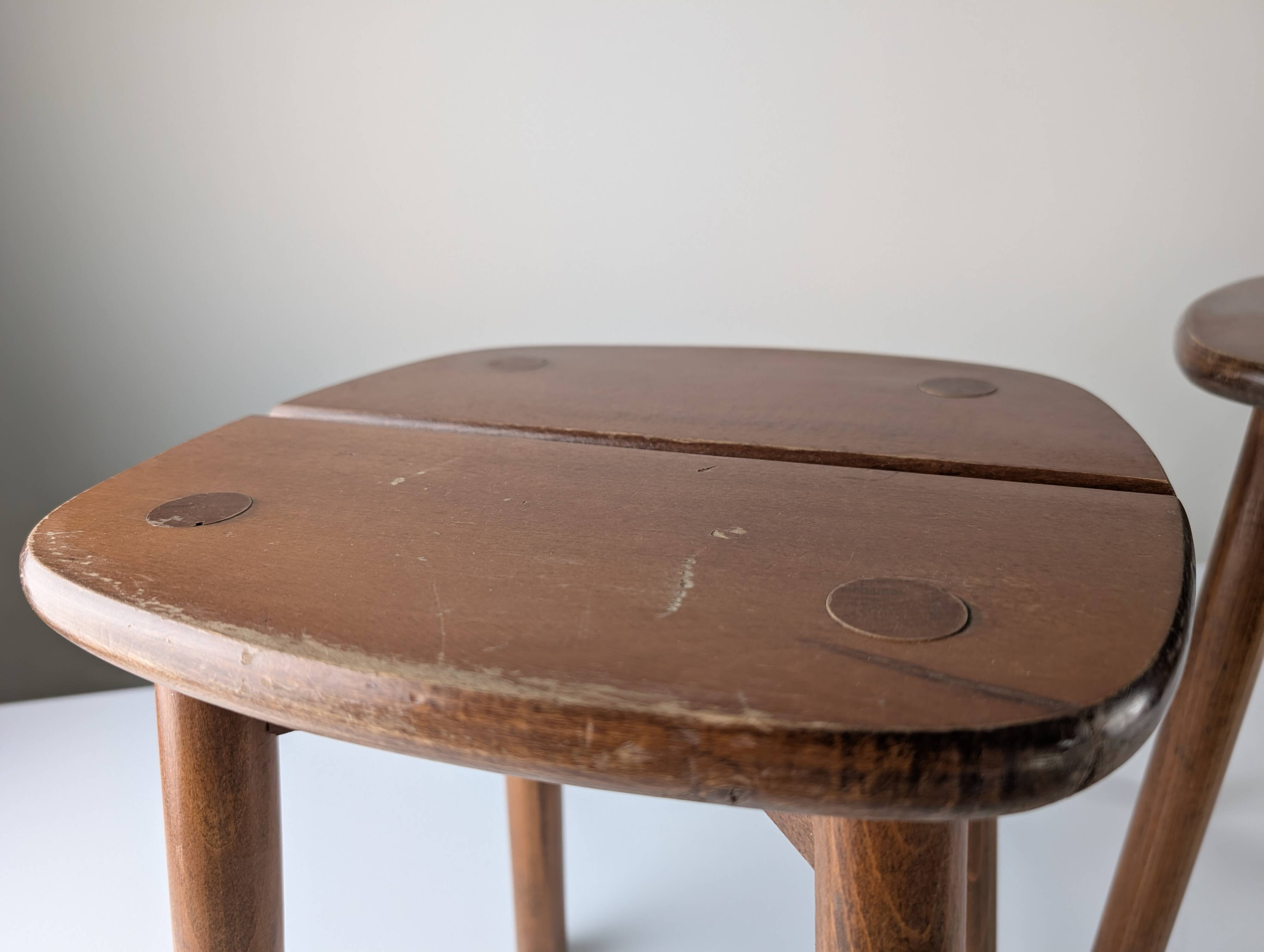 Pair of wooden stools by Pierre Gautier Delaye, France, 1960s