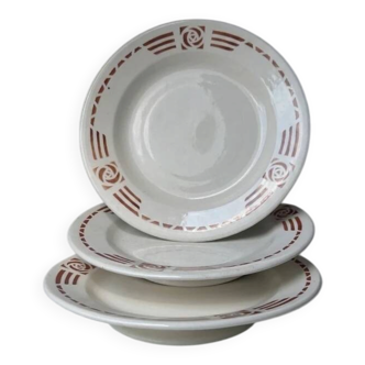 Ironstone plates signed Charbonnier - Salins-les-Bains - Model "Manette"