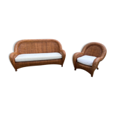 Canapé et fauteuil en rotin