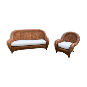 Rattan sofa and armchair