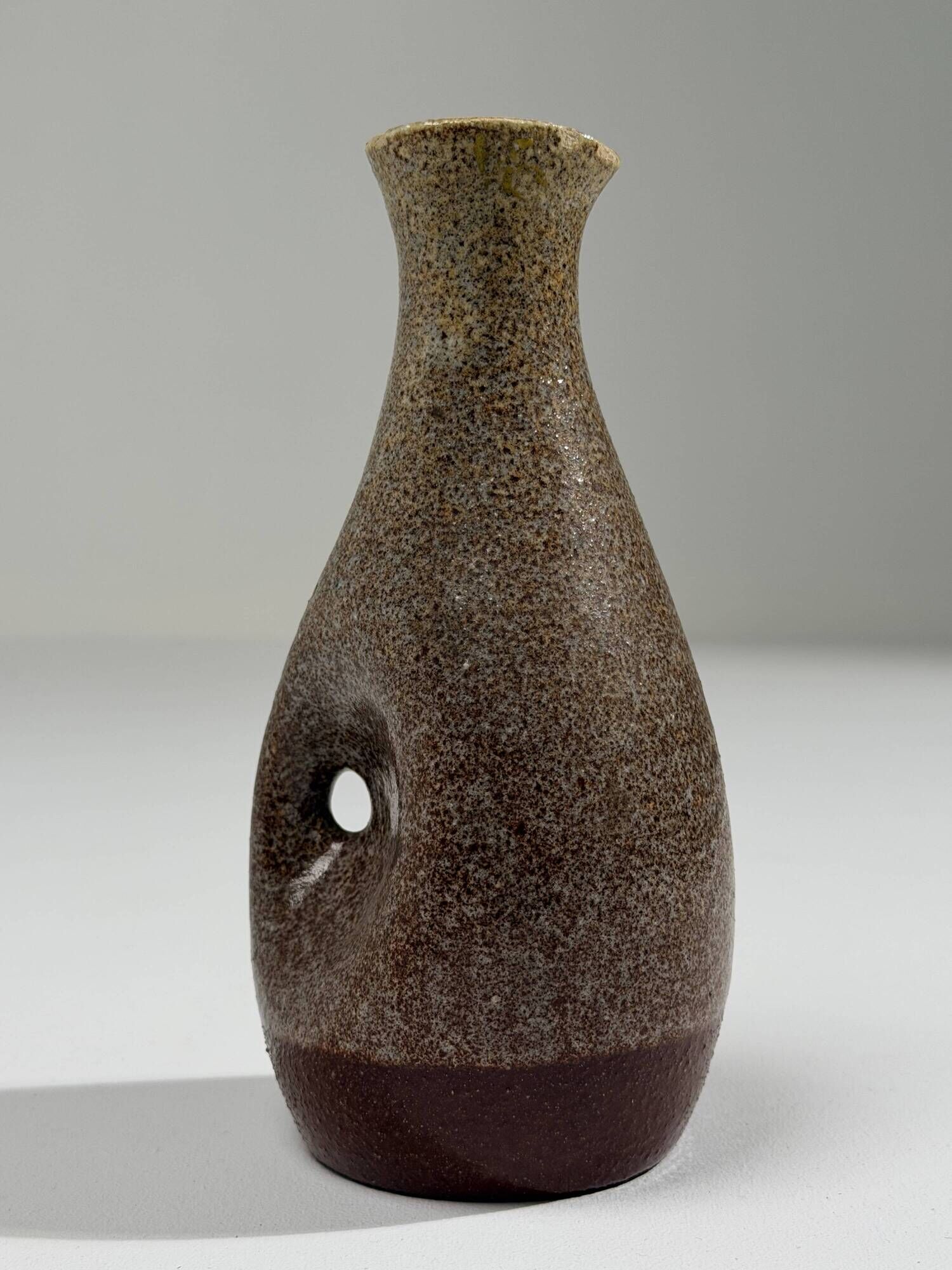 Ceramic jug with a pinched handle, the Potters of Accolay, France circa 1960.