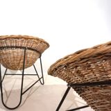 Set of 2 wicker pod chairs from the 60s