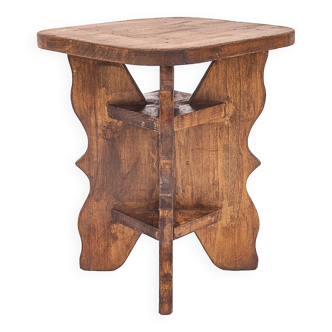 Brutalist oak stool