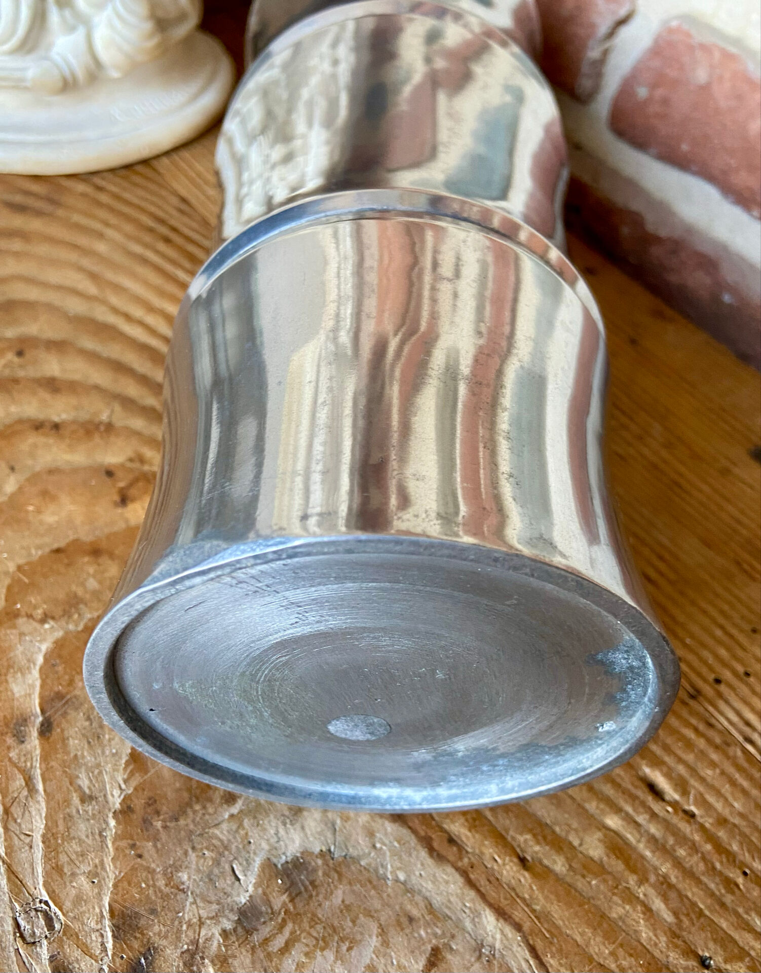 Vintage bamboo vase in aluminium cast – 1980s