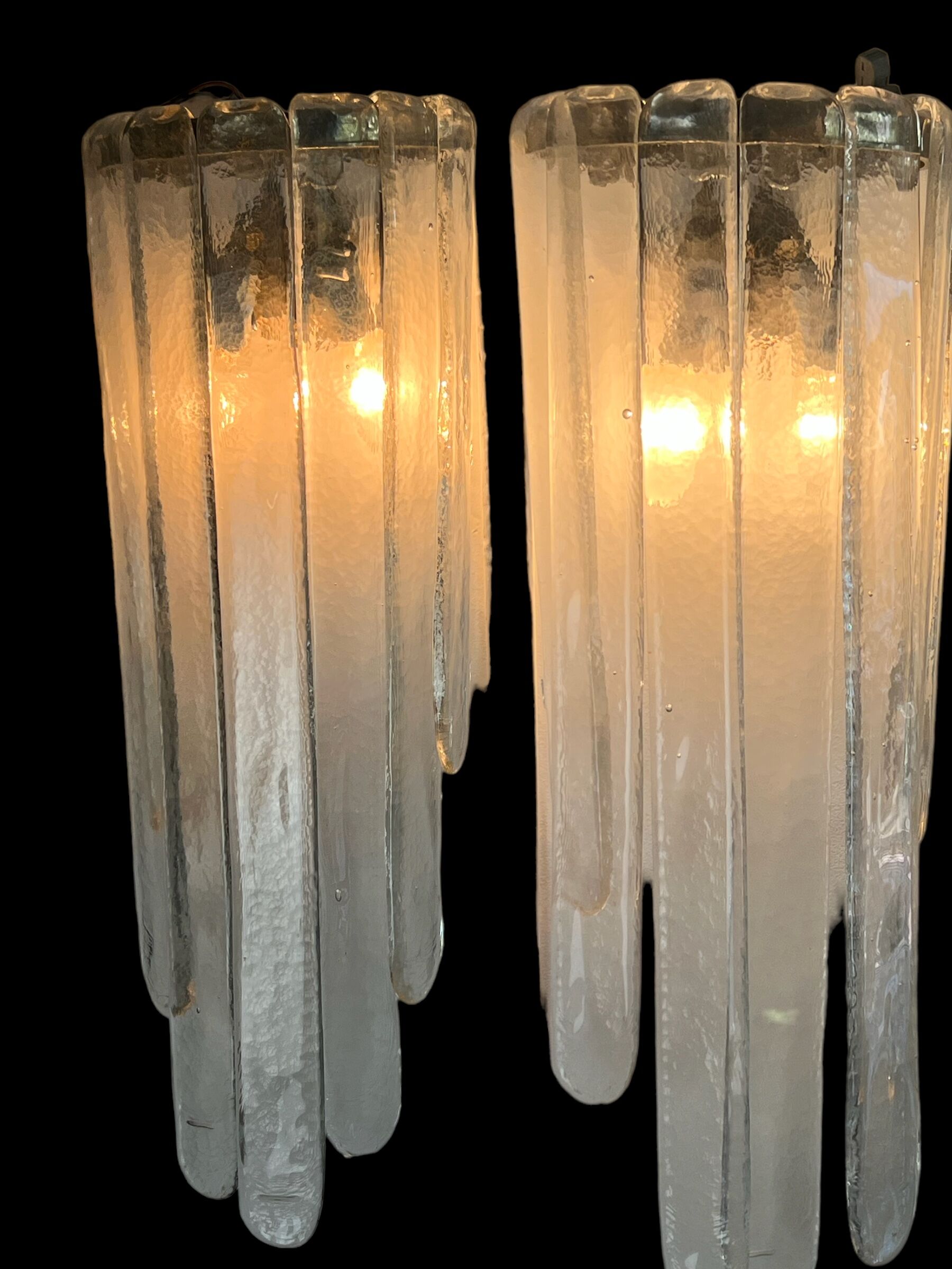 Pair of sconces " called murano waterfall " by carlo nason for mazzega