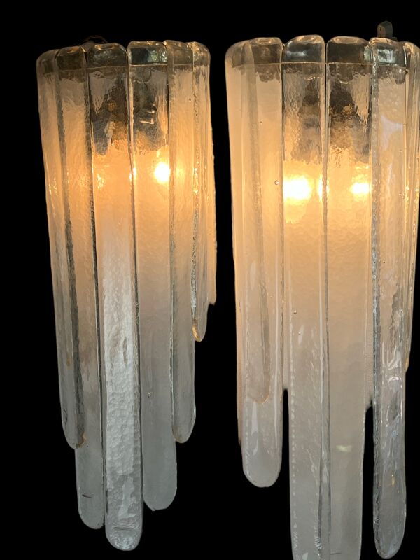 Paire d'appliques '' dites cascade de murano '' par carlo nason pour mazzega
