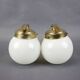 Pair of Art Deco wall sconces in brass and opaline glass, Europe, 1930s
