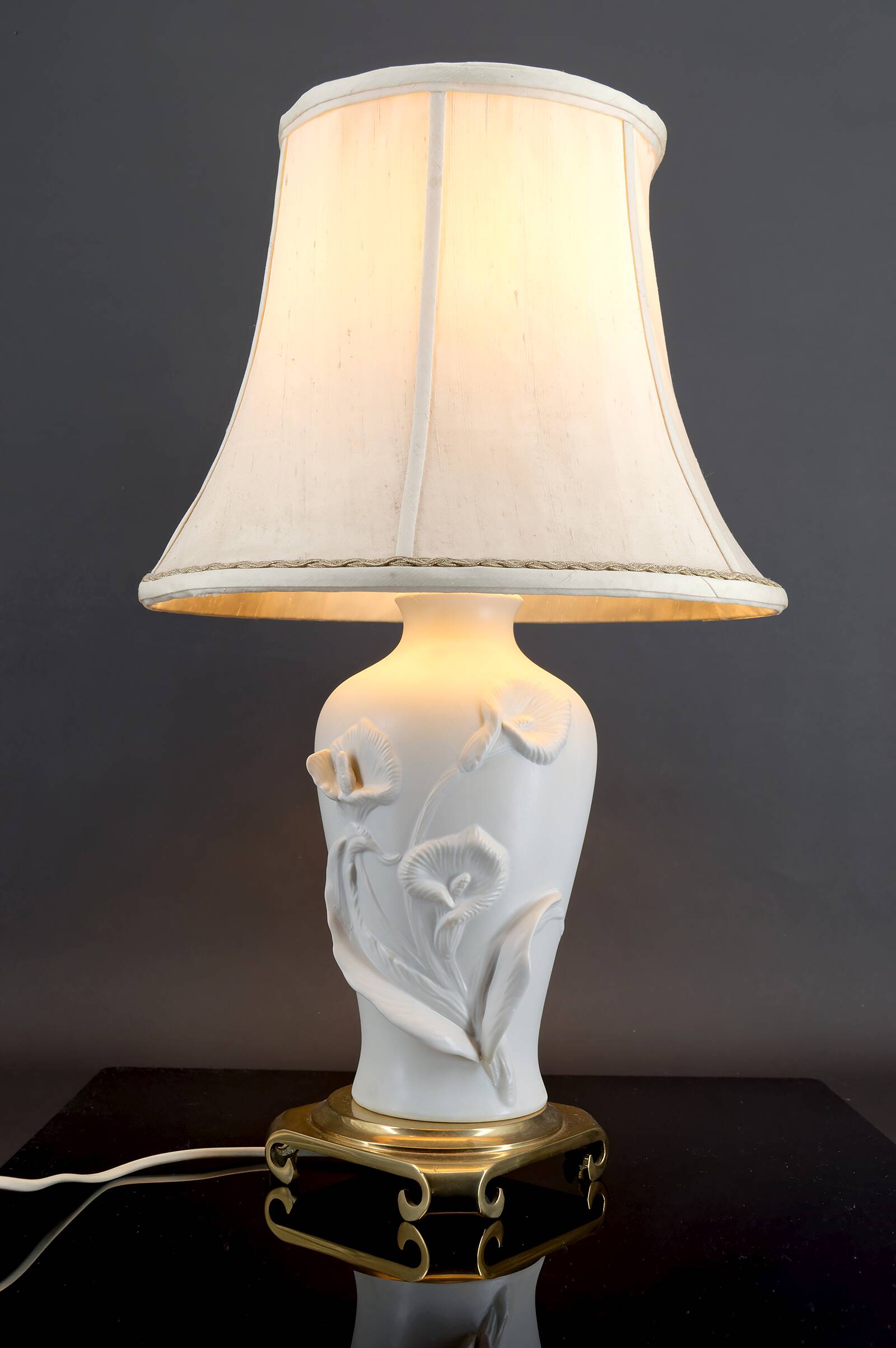 Biscuit porcelain lamp, "Calla Lily", by Nicholas Berbenczy, 1986